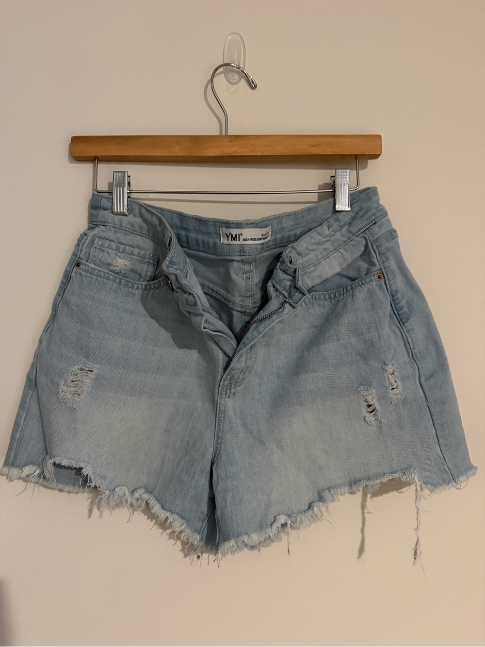 YMI - Light Blue Denim Distressed High Rise Shorts - Women’s 11/30 - Picture 1 of 5